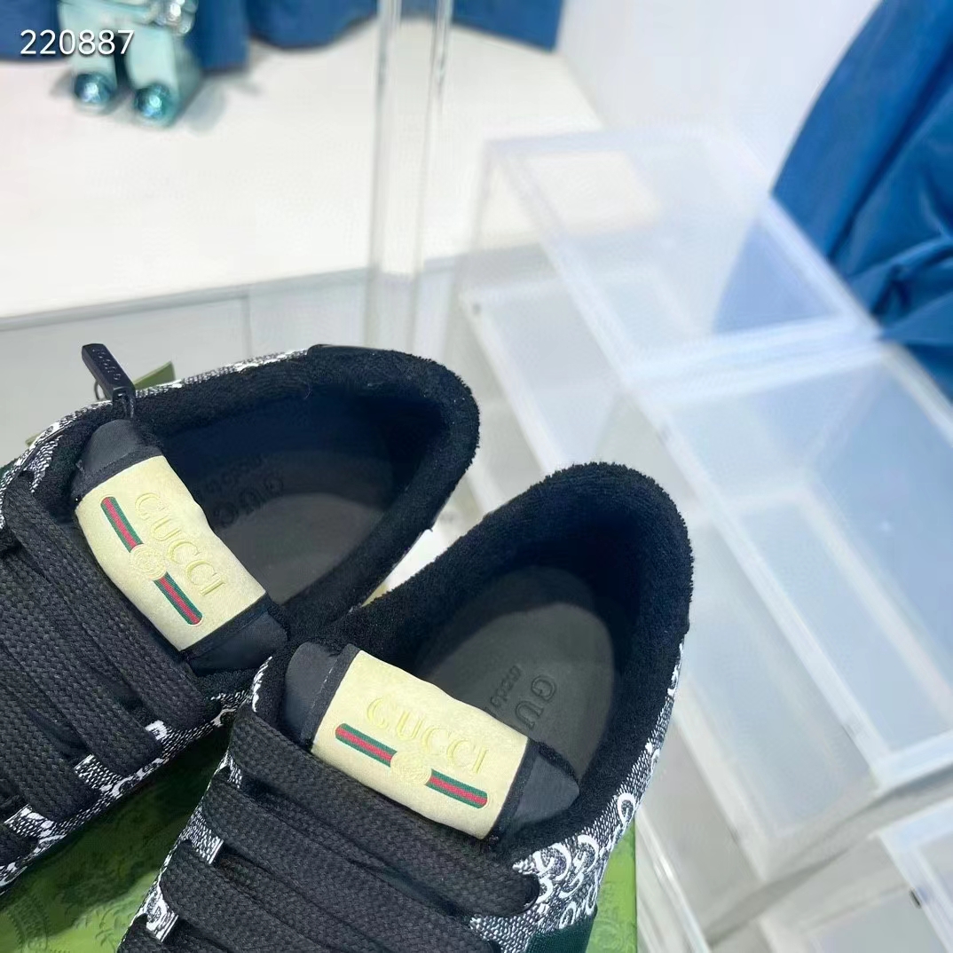 Gucci Unisex Screener Sneaker Black Grey GG Supreme Canvas Rubber Sole Low Heel Style ‎763525 FACMI 8444 (6)