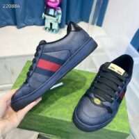 Gucci Unisex Screener Sneaker Dark Blue GG Supreme Canvas Rubber Sole Low Heel Style ‎763525 FACMI 8443 (9)