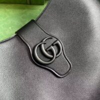 Gucci Women GG Aphrodite Large Shoulder Bag Black Soft Leather Moiré Lining (8)