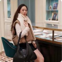 Gucci Women GG Aphrodite Large Shoulder Bag Black Soft Leather Moiré Lining (8)