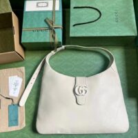 Gucci Women GG Aphrodite Large Shoulder Bag White Soft Leather Moiré Lining (2)