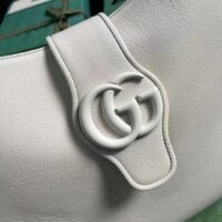 Gucci Women GG Aphrodite Large Shoulder Bag White Soft Leather Moiré Lining (2)