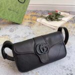 Gucci Women GG Aphrodite Shoulder Bag Black Soft Leather Magnetic Closure Double G - Image 4