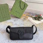 Gucci Women GG Aphrodite Shoulder Bag Black Soft Leather Magnetic Closure Double G - Image 2