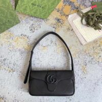 Gucci Women GG Aphrodite Shoulder Bag Black Soft Leather Magnetic Closure Double G (1)