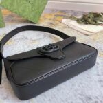 Gucci Women GG Aphrodite Shoulder Bag Black Soft Leather Magnetic Closure Double G - Image 5