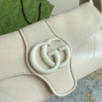 Gucci Women GG Aphrodite Shoulder Bag White Soft Leather Magnetic Closure Double G (3)