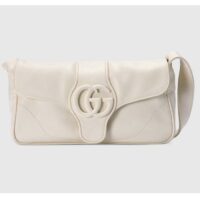 Gucci Women GG Aphrodite Shoulder Bag White Soft Leather Magnetic Closure Double G (3)