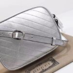 Gucci Women GG Blondie Small Shoulder Bag Metallic Silver Leather Zipper Closure - Image 7
