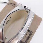 Gucci Women GG Blondie Small Shoulder Bag Metallic Silver Leather Zipper Closure - Image 9