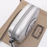 Gucci Women GG Blondie Small Shoulder Bag Metallic Silver Leather Zipper Closure - Image 6