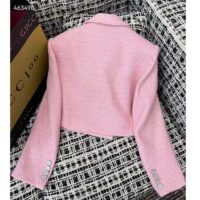 Gucci Women GG Cropped Tweed Jacket Sequins Pink Lined Square Notch Collar Style ‎771480 ZAPKK 5901 (1)