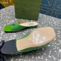 Gucci Women GG Double G Slide Sandal Green Patent Leather Crystals Leather Sole Flat (11)