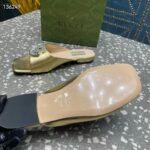 Gucci Women GG Double G Slide Sandal Metallic Gold Leather Crystals Leather Sole Flat Style ‎771586 B8B00 8053 - Image 10