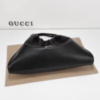Gucci Women GG Gucci Blondie Large Tote Bag Black Leather Round Interlocking G Magnetic Closure (5)