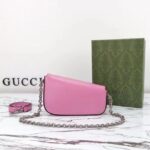 Gucci Women GG Gucci Horsebit 1955 Mini Shoulder Bag Pink Leather Flap Closure - immagine 6