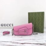 Gucci Women GG Gucci Horsebit 1955 Mini Shoulder Bag Pink Leather Flap Closure - immagine 2