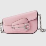 Gucci Women GG Gucci Horsebit 1955 Mini Shoulder Bag Pink Leather Flap Closure