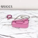 Gucci Women GG Gucci Horsebit 1955 Mini Shoulder Bag Pink Leather Flap Closure - immagine 5