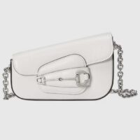 Gucci Women GG Gucci Horsebit 1955 Mini Shoulder Bag White Leather Flap Closure
