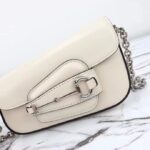 Gucci Women GG Gucci Horsebit 1955 Mini Shoulder Bag White Leather Flap Closure - Image 4