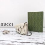 Gucci Women GG Gucci Horsebit 1955 Mini Shoulder Bag White Leather Flap Closure - Image 8