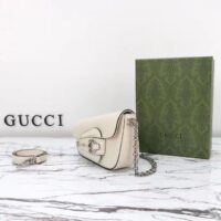 Gucci Women GG Gucci Horsebit 1955 Mini Shoulder Bag White Leather Flap Closure (10)