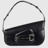 Gucci Women GG Gucci Horsebit 1955 Small Shoulder Bag Black Leather Flap Closure (10)