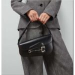 Gucci Women GG Gucci Horsebit 1955 Small Shoulder Bag Black Leather Flap Closure - Image 12