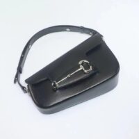 Gucci Women GG Gucci Horsebit 1955 Small Shoulder Bag Black Leather Flap Closure (10)