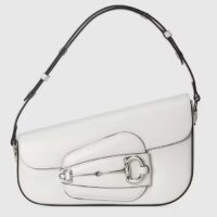Gucci Women GG Gucci Horsebit 1955 Small Shoulder Bag White Leather Flap Closure (11)