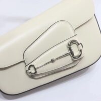 Gucci Women GG Gucci Horsebit 1955 Small Shoulder Bag White Leather Flap Closure (11)