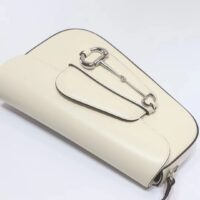 Gucci Women GG Gucci Horsebit 1955 Small Shoulder Bag White Leather Flap Closure (11)