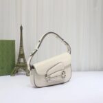 Gucci Women GG Gucci Horsebit 1955 Small Shoulder Bag White Leather Flap Closure - Image 3