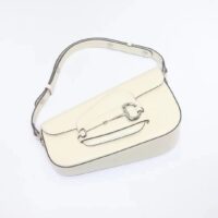 Gucci Women GG Gucci Horsebit 1955 Small Shoulder Bag White Leather Flap Closure (11)