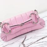 Gucci Women GG Horsebit Chain Small Shoulder Bag Pink Iridescent Quilted Leather Maxi Horsebit Style ‎764339 AAC31 5826 - Image 5