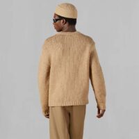 Gucci Women GG Knit Wool Sweater Gucci Intarsia Camel Ivory Crewneck Long Sleeves (3)