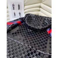 Gucci Women GG Lacquer Fabric Coat Web Black Shiny fabric Dropped Shoulder (12)