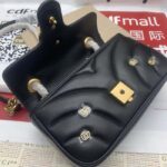 Gucci Women GG Marmont Mini Bag Black Double G Matelassé Chevron Leather - Image 9