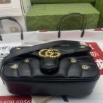 Gucci Women GG Marmont Mini Bag Black Double G Matelassé Chevron Leather - Image 3