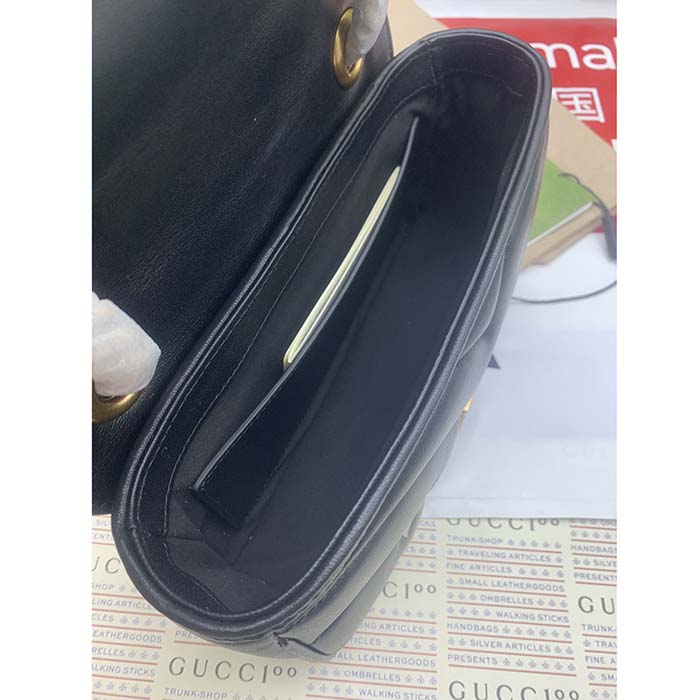 Gucci Women GG Marmont Mini Bag Black Double G Matelassé Chevron Leather (5)