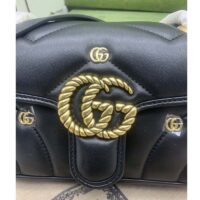 Gucci Women GG Marmont Mini Bag Black Double G Matelassé Chevron Leather (1)