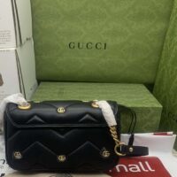 Gucci Women GG Marmont Mini Bag Black Double G Matelassé Chevron Leather (1)