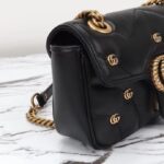 Gucci Women GG Marmont Mini Bag Black Matelassé Chevron Leather Double G - Image 9