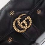 Gucci Women GG Marmont Mini Bag Black Matelassé Chevron Leather Double G - Image 7