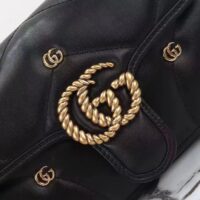 Gucci Women GG Marmont Mini Bag Black Matelassé Chevron Leather Double G (12)