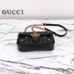 Gucci Women GG Marmont Mini Bag Black Matelassé Chevron Leather Double G - Image 6