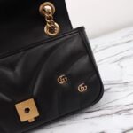 Gucci Women GG Marmont Mini Bag Black Matelassé Chevron Leather Double G - Image 10