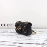 Gucci Women GG Marmont Mini Bag Black Matelassé Chevron Leather Double G - Image 5