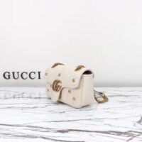 Gucci Women GG Marmont Mini Bag Ivory Matelassé Chevron Leather Double G (2)